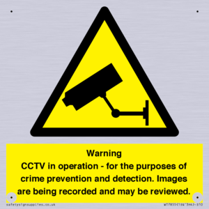 Warning CCTV in operation - for the purposes of crime prevention and detection. Images are being recorded and may be reviewed.
